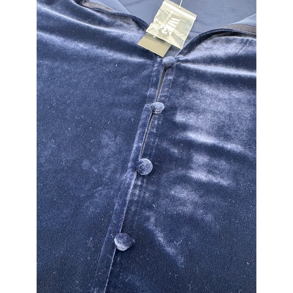 White House Black Market Byzantine Blue Velvet V-Neck Blouse‎ 570357792 Womens S - Picture 8 of 13
